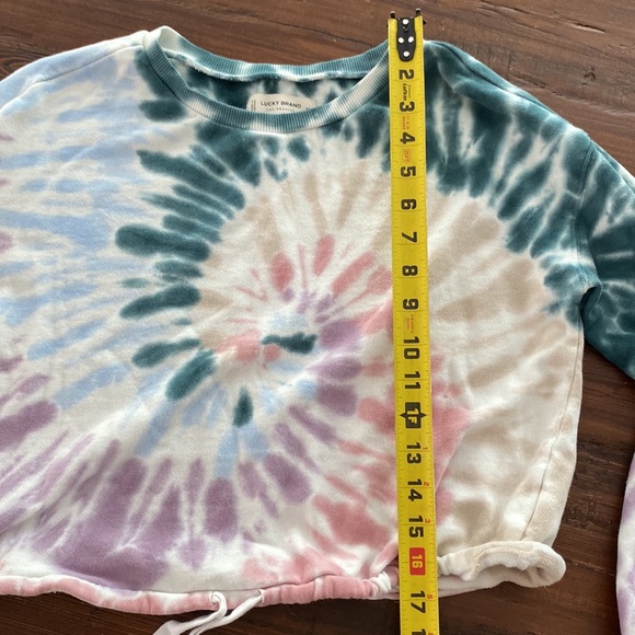 LUCKY BRAND Tie Dye cropped drawstring sweatshirt XS (New w/out tags) - Picture 5 of 12